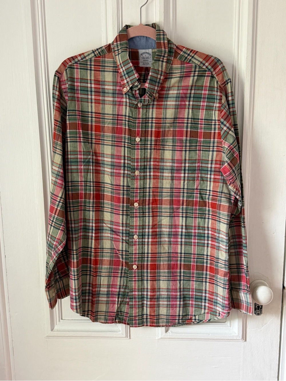 Men’s Brooks Brothers 100% Cotton Regent Original Polo Shirt Plaid Pattern